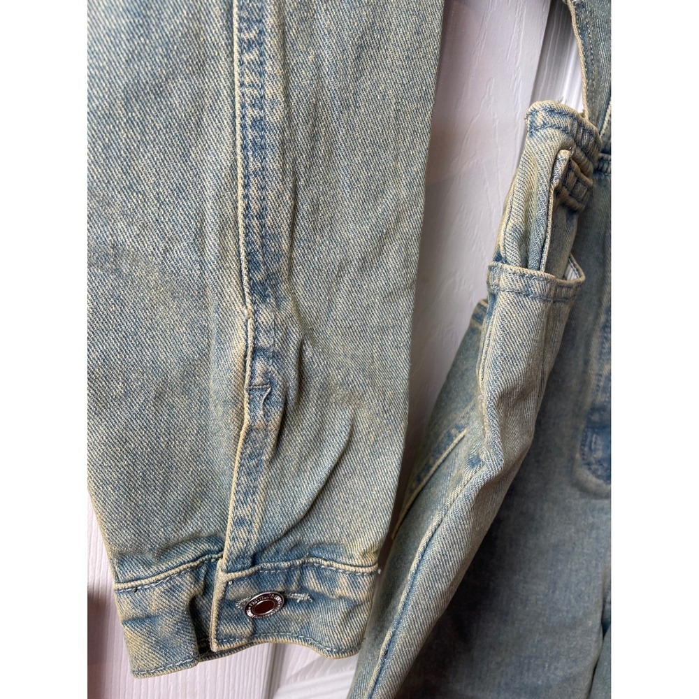 PrettyLittleThing Petite Vintage Wash Denim‎ Cut Out Jumpsuit Ripped Size 4 New - Picture 8 of 16